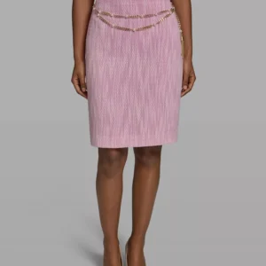 Women's Woven Pencil Skirt with Chain Belt