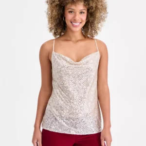 Women's Sequinned Cowl-Neck Top