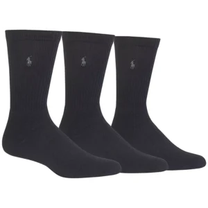 Men's Ribbed Cushion Foot Crew Socks, 3-Pack