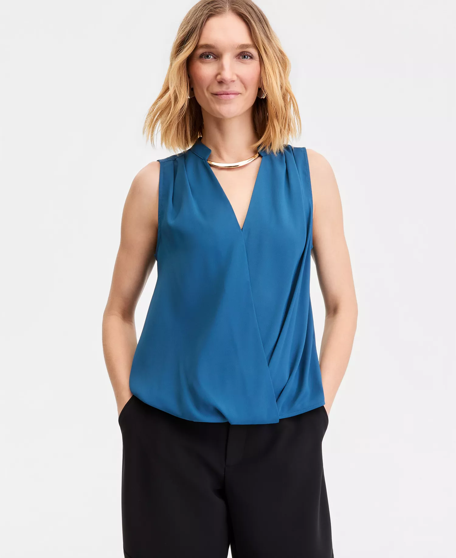 mni-ea4519de5b71051170868e6eb8dc9b7a Women's Sleeveless Faux Wrap Blouse, Exclusively at Macy's — изображение 4