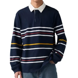 Men's Union Relaxed Fit Long Sleeve Striped Rugby Shirt