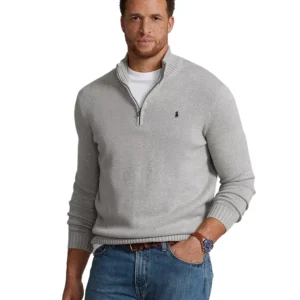 Men's Big & Tall Cotton Quarter-Zip Sweater