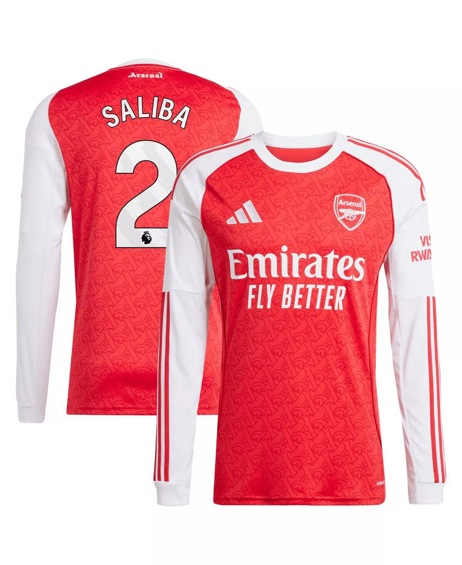 mni-eb14d3fbd954f1c42c2b164ee03e9d87 Men's William Saliba Red Arsenal 2025/26 Home Replica Long Sleeve Player Jersey