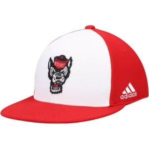 Men's White and Red NC State Wolfpack On-Field Baseball Fitted Hat