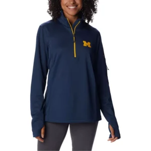 Women's Navy Michigan Wolverines Park View Omni-Wick Half-Zip Top