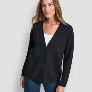 Women's V-Neck Boxy Cardigan Sweater