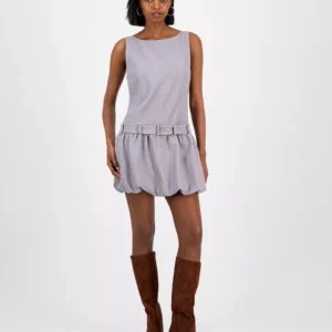 Women's Belted Bubble-Hem Minidress, Macy's Exclusive