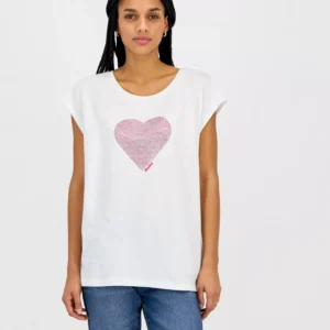 Nautica Women's Round-Neck Embellished-Heart T-Shirt