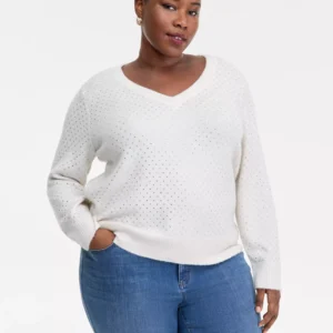 Plus Size Embellished V-Neck Sweater, Macy's Exclusive