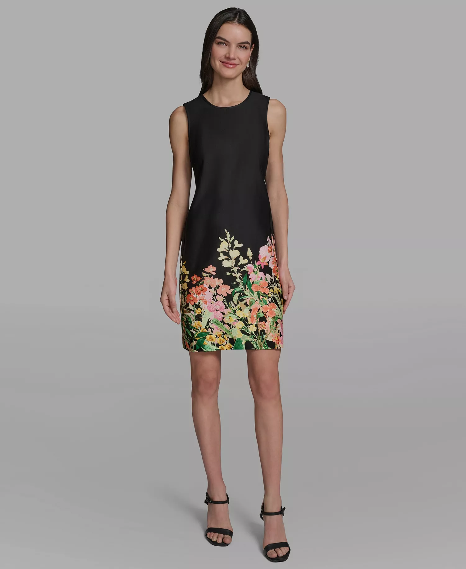 mni-ef3244323d2d3e8903db585bf3581ae0 Women's Floral Border Crew Neck Dress