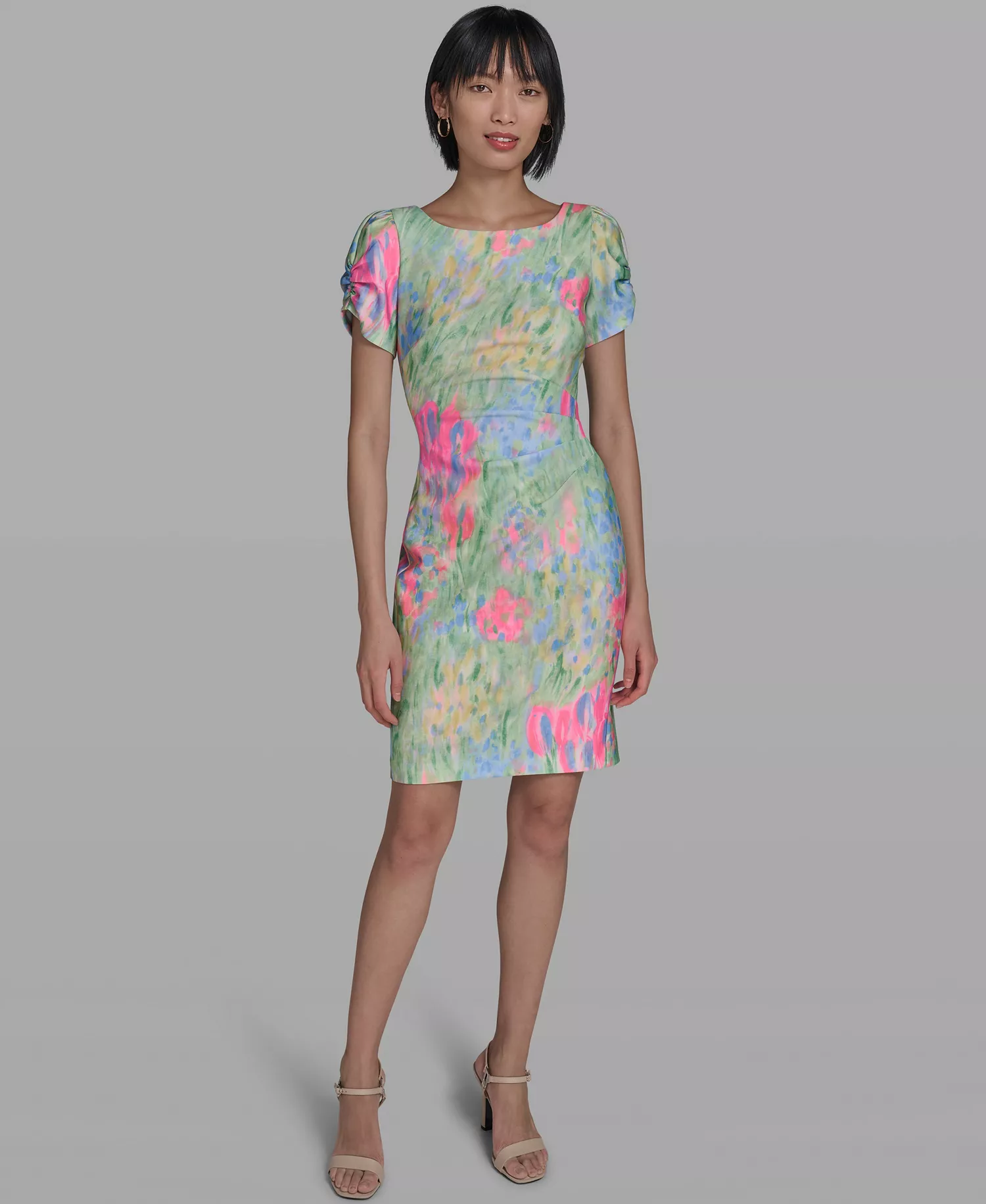 mni-f01d12930ad985c82347b6d40dd88711 Women's Printed Boat Neck Sheath Dress