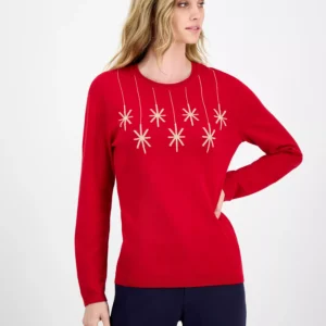 Nautica Women's Cotton Hanging Snowflake Sweater