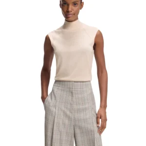 BOSS by Women's Merino Wool Sleeveless Mock Neck Top