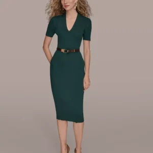 Petite Sweater Short Sleeve Midi Dress