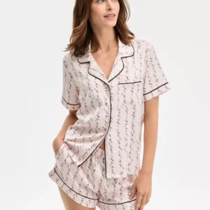Women's Stretch Satin Short-Sleeve Pajama Set, Exclusively at Macy's