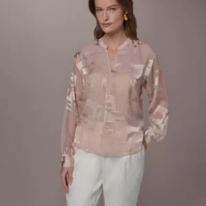 Women's Split V-Neck Long-Sleeve Top