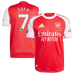 Men's Bukayo Saka Red Arsenal 2025/26 Home Authentic Player Jersey
