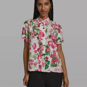 Women's Short-Sleeve Collared Blouse