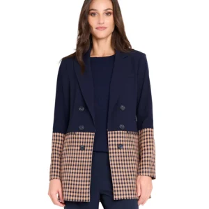 Petite Houndstooth Color Block Jacket