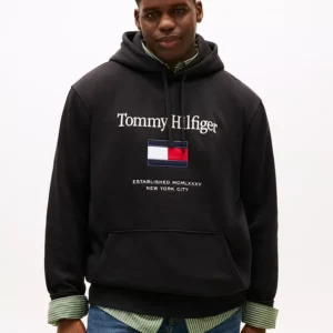 Men's Big & Tall Embroidered Flag Hooded Sweatshirt