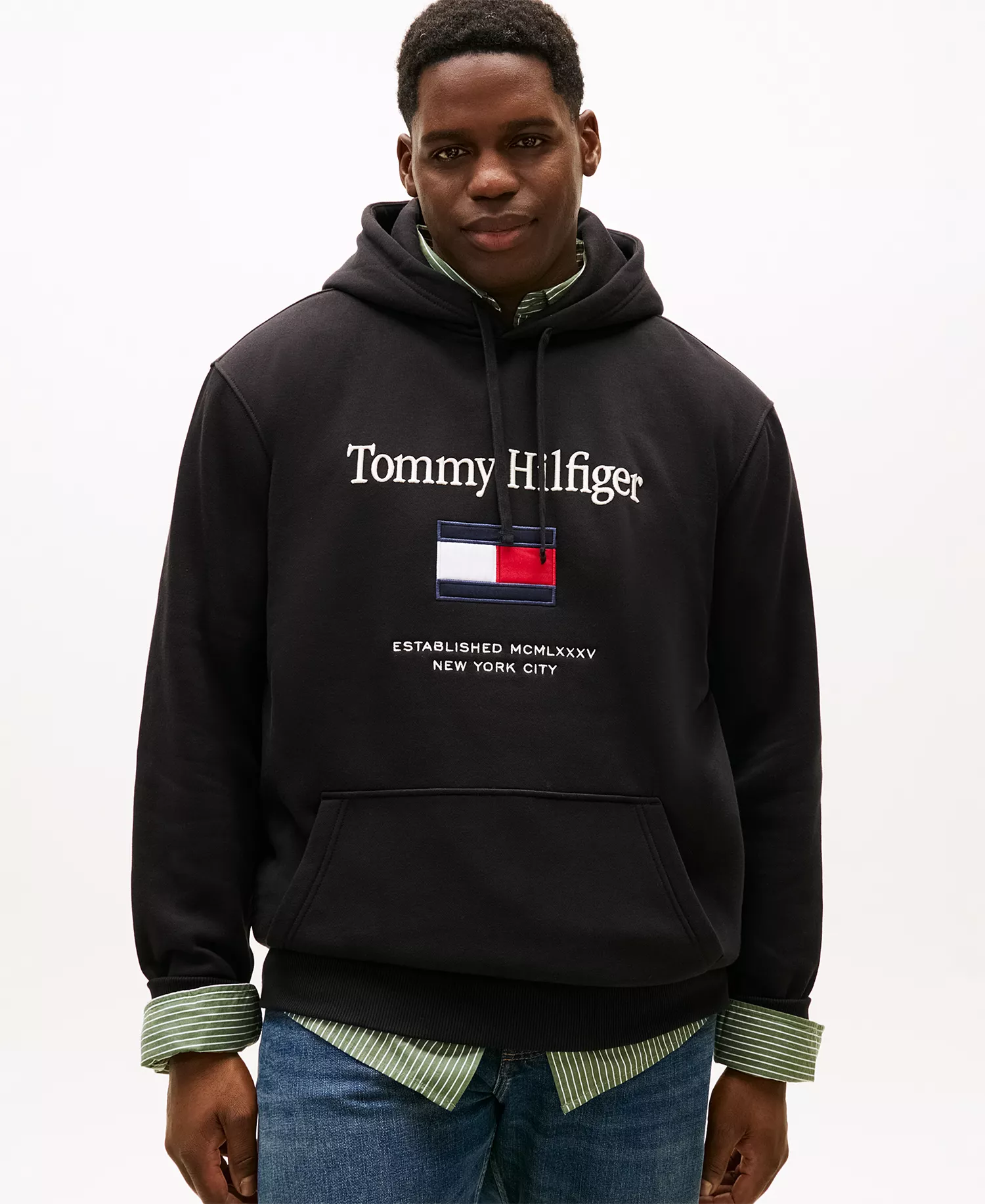 mni-f2f19e75e4afb55f9da8b6444644bb35 Men's Big & Tall Embroidered Flag Hooded Sweatshirt
