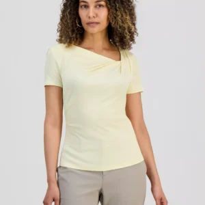 Petite Asymmetrical-Neck Top, Macy's Exclusive