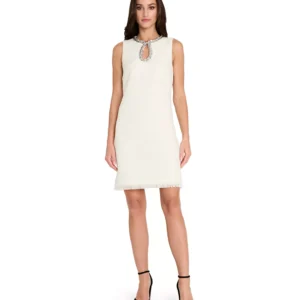 Women's Beaded Keyhole Neck Boucle Dress