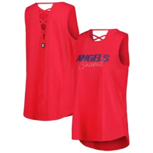 DKNY Women's Red Los Angeles Angels Claire Fashion Tri-Blend Tank Top