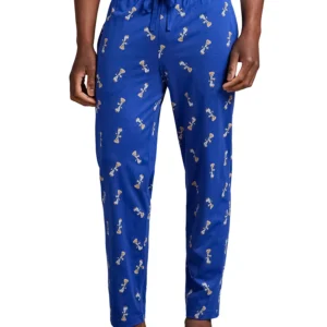 Men's Rib Waistband Knit Bear Pajama Pants