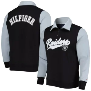 Men's Black, Silver Las Vegas Raiders Aiden Quarter-Zip Top
