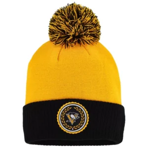 Women's Gold Pittsburgh Penguins Laurel Cuffed Knit Hat with Pom