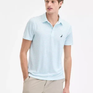 Men’s Classic-Fit Stripe Moisture Wicking Performance Golf Polo Shirt