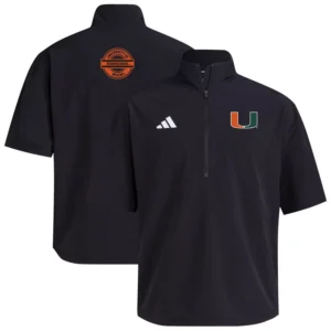 Men's Black Miami Hurricanes 2024 Half-Zip Short Sleeve Training Jacket
