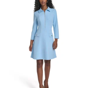 Women's Zip-Front Fit and Flare Dress