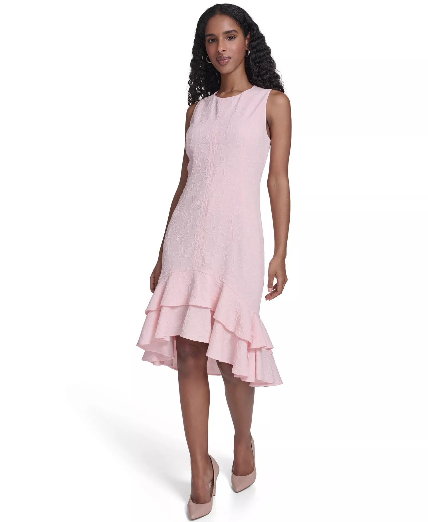 mni-fa9afc10da451e1ecbb43b90c302b4a9 Women's Sleeveless Blossom Jacquard Midi Dress