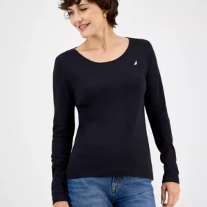 Jeans Women's Cotton Scoop-Neck Long-Sleeve T-shirt, Online Only