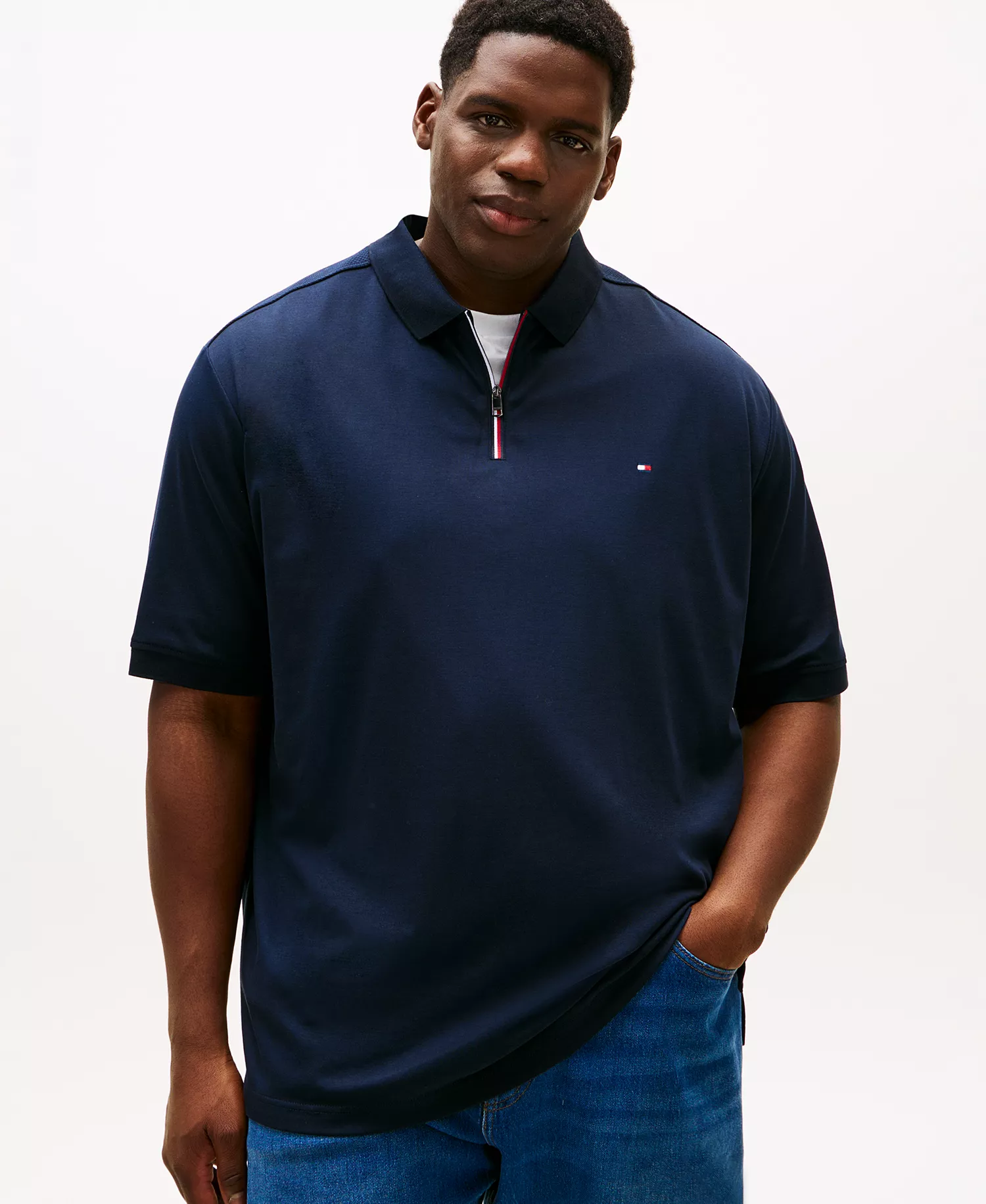 mni-fd4875f45e0072fa392e91fc5d58547b Men's Big & Tall Zippered Polo Shirt — изображение 3