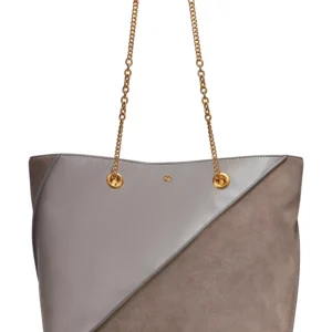Setauket Leather & Suede Tote with Chain Strap