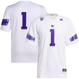 Men's #1 White Washington Huskies Premier Football Jersey
