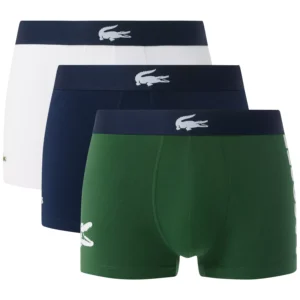 Men's Cotton Stretch Large-Crocodile Logo Trunks, 3-Pack
