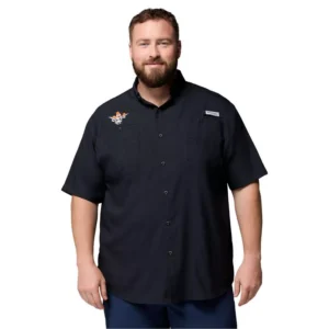 Men's Black Texas Longhorns Big Tall Tamiami Omni-Shade Button-Down Shirt