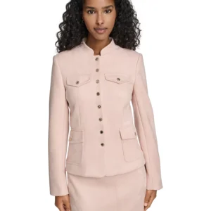 Women's Scuba Suede Riding Band Collar Jacket
