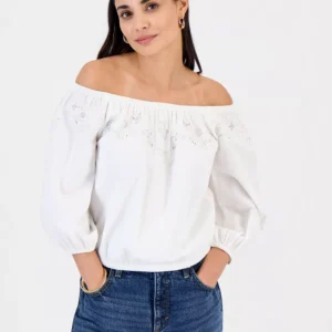 Petite Off-The-Shoulder 3/4-Sleeve Top, Macy's Exclusive