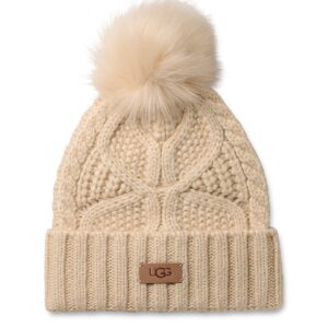 cable beanie with pom