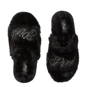 faux fur closed toe slippers