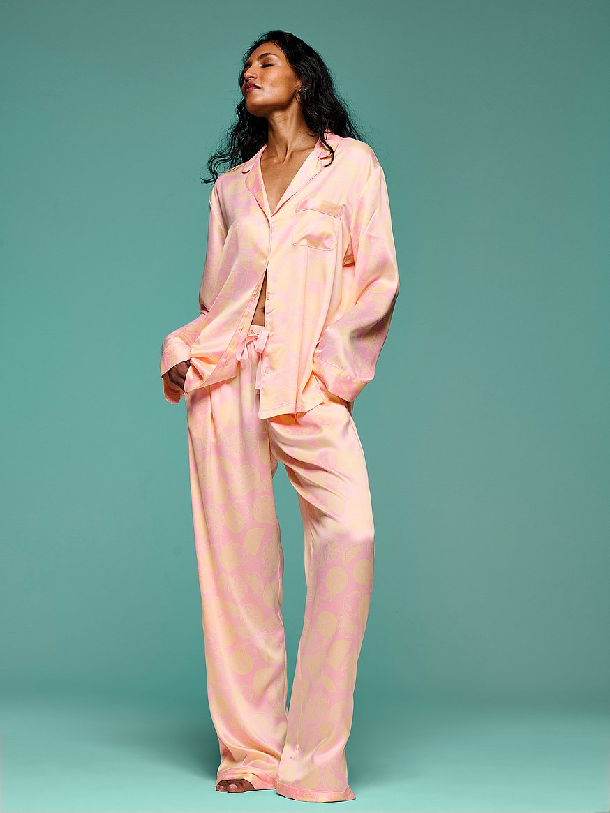 signature satin long pajama set signature satin long pajama set