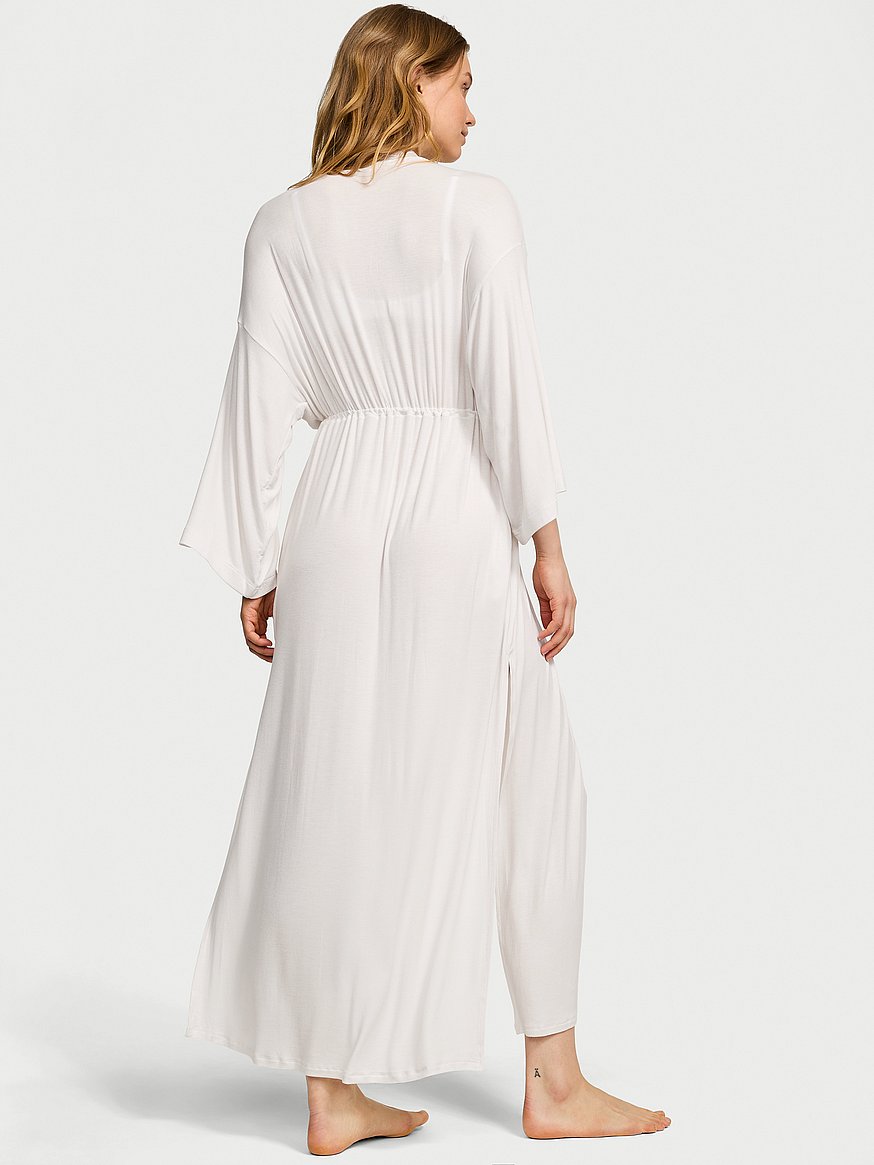 sosoft™ modal ribbed lace trim long robe sosoft™ modal ribbed lace trim long robe