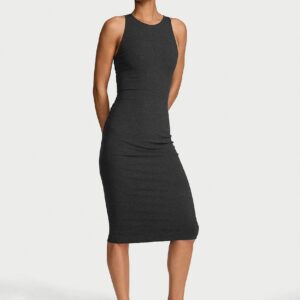 shapewear by victoria smoothing rib high neck midi dress
