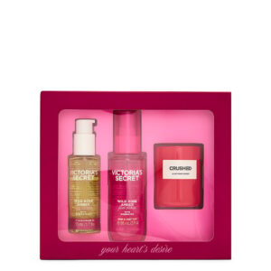3 piece wild rose amber gift set ft. exclusive body care minis and crushed candle