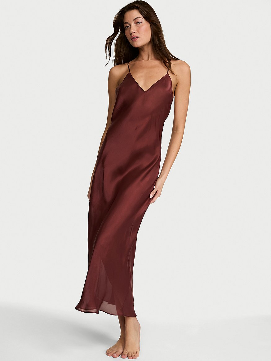 luxe sheer satin long slip dress luxe sheer satin long slip dress